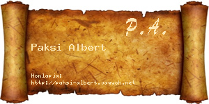 Paksi Albert névjegykártya