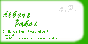 albert paksi business card